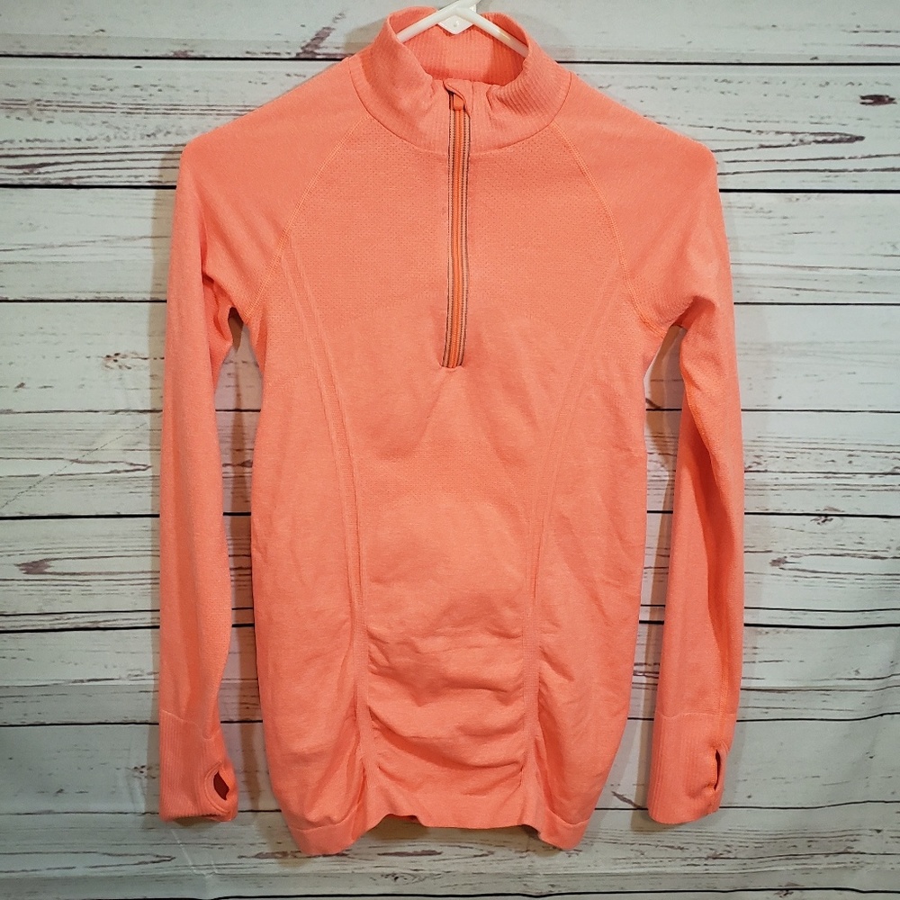 Athleta Fast Track Half Zip XS Neon Orange